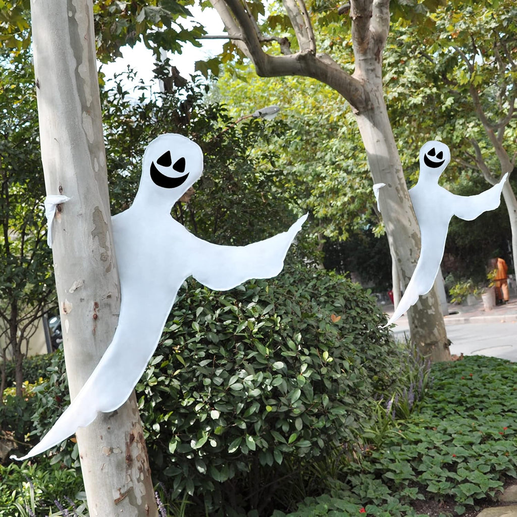 JOYIN 2 Pcs 53" Halloween Decoration Outdoor, Halloween Bendable Hanging Ghost for Lawn, Tree, Pilar Decorations, Tree Wrap Ghost Party Supplies