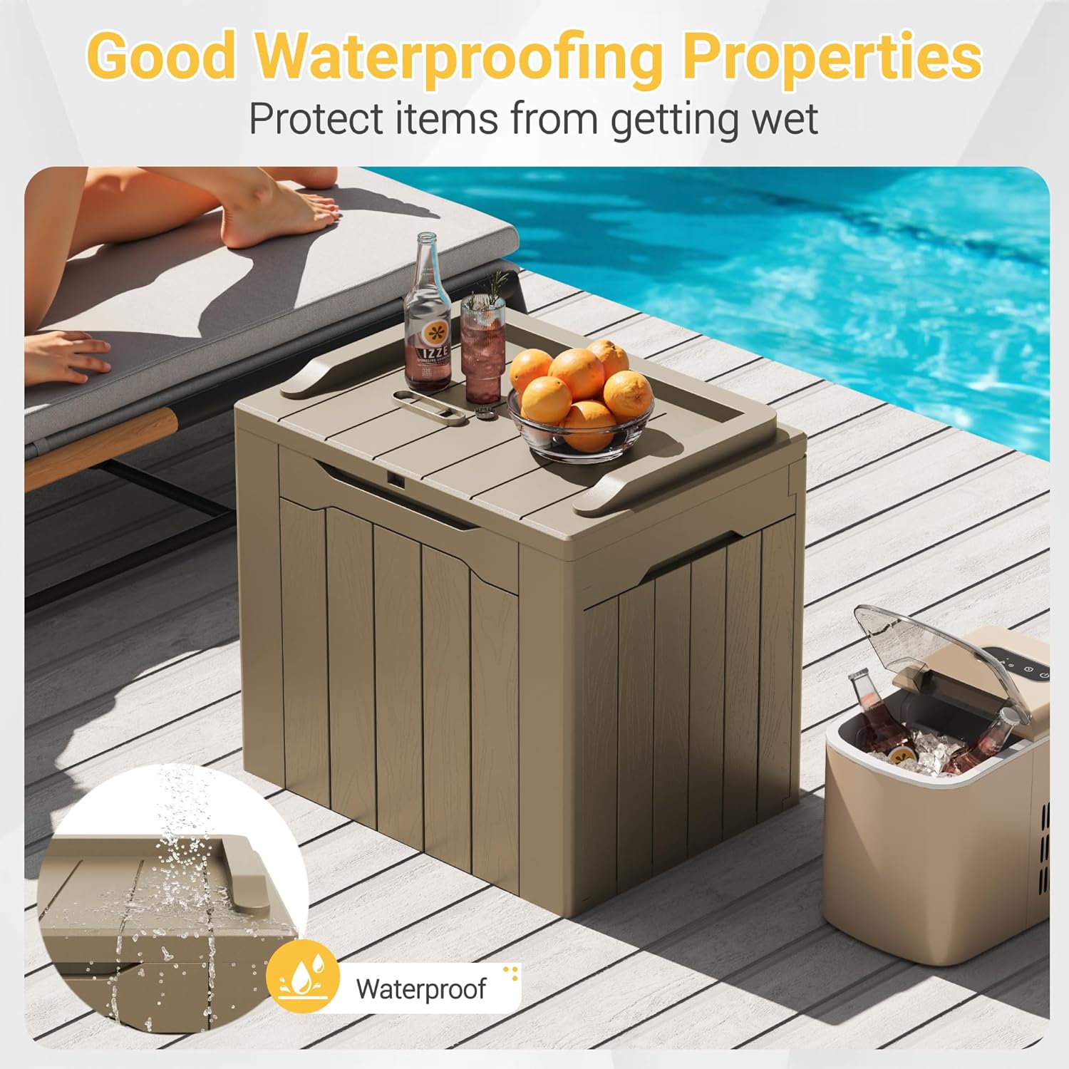 Greesum 31 Gallon Resin Deck Box Large Outdoor Storage for Patio Furniture, Garden Tools, Pool Supplies, Weatherproof and UV Resistant, Lockable, Dark Black