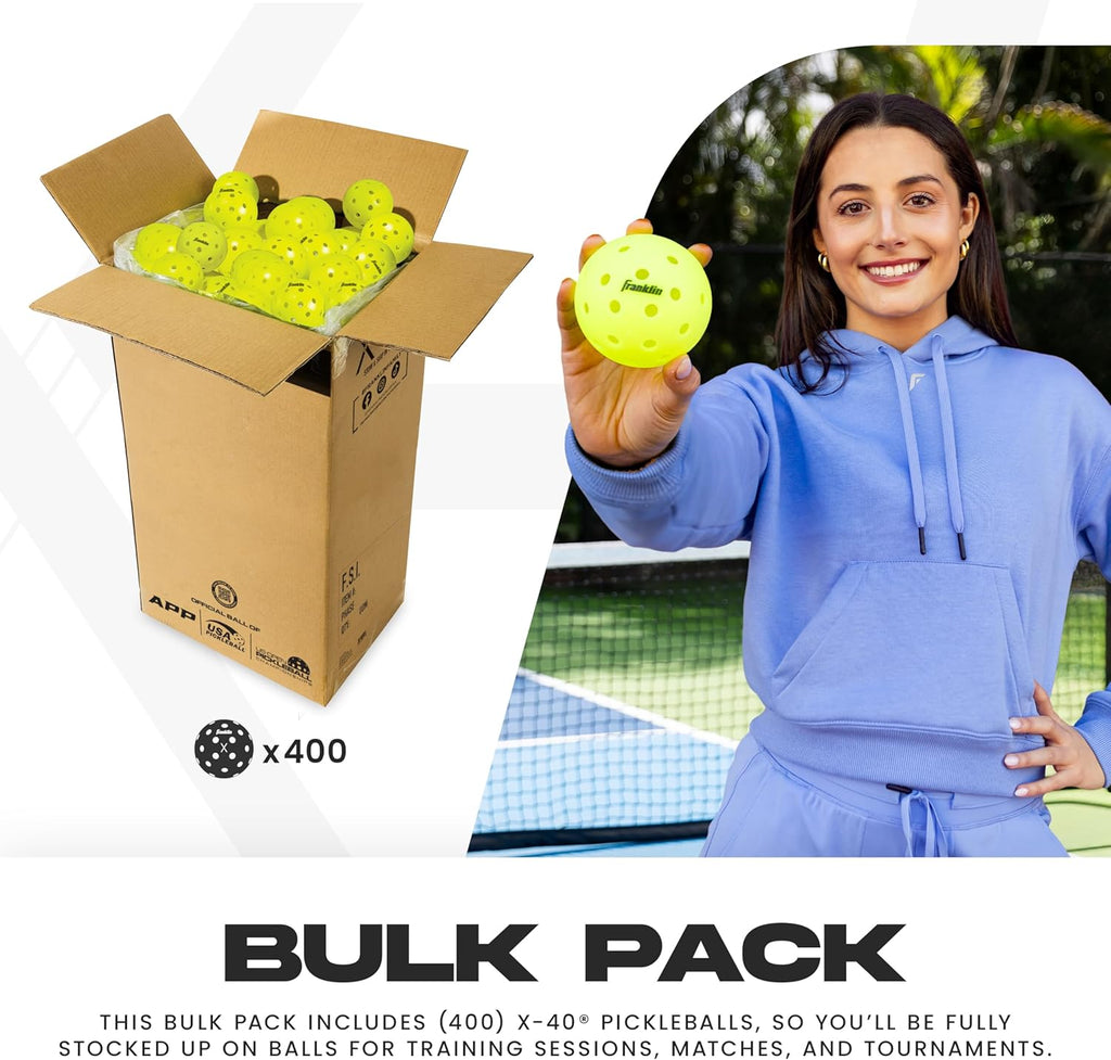 Franklin Sports X-40 Outdoor Pickleballs - Official Ball of USA Pickleball, APP Tour + US Open - Regulation Size