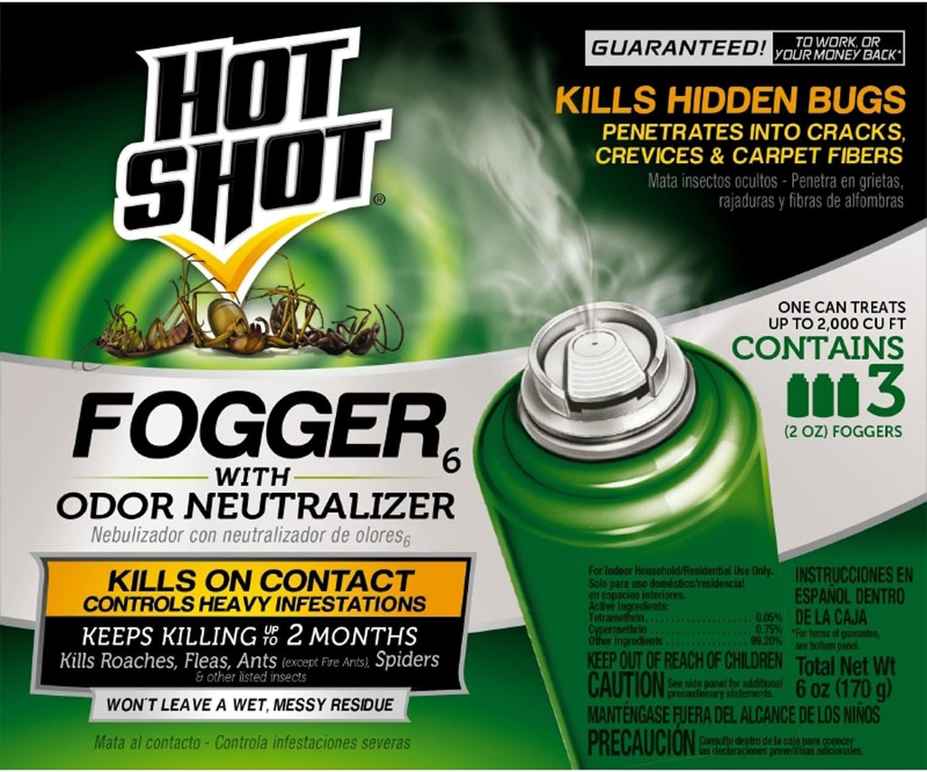 Hot Shot Fogger With Odor Neutralizer 6 Count-2 Ounce Cans (2 Pack), Controls Heavy Insect Infestations