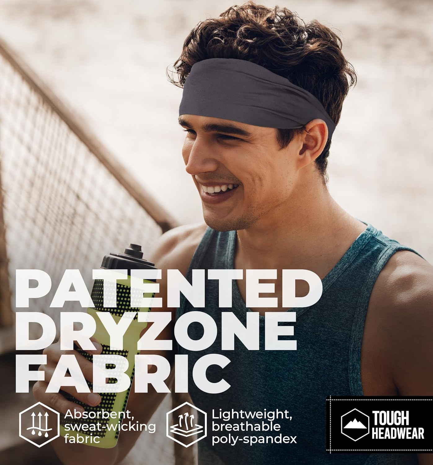 Tough Outfitters Headband for Men - Mens Headbands - Working Out Sports Performance Head Bands - Athletic Cycling Running Sweat Band, Football Headbands - Sweat Bands Men/Women