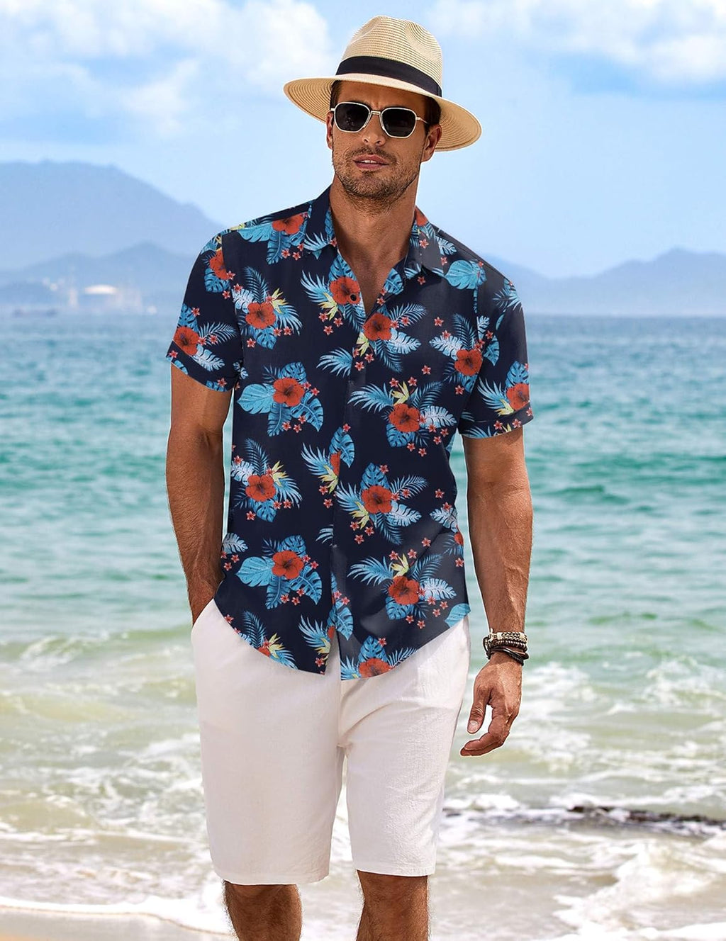 COOFANDY Men's Linen Shirts Short Sleeve Casual Shirts Button Down Shirt for Men Beach Summer Wedding Shirt