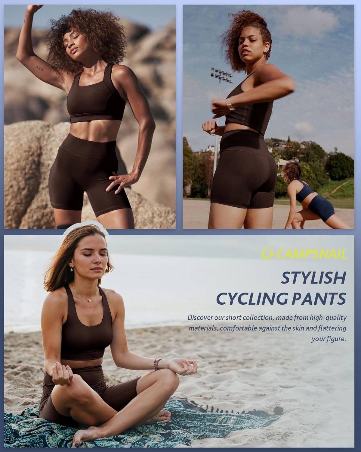 CAMPSNAIL Biker Shorts Women with Pockets - 3"/5"/8" High Waisted Workout Spandex Tummy Control Gym Running Yoga Shorts