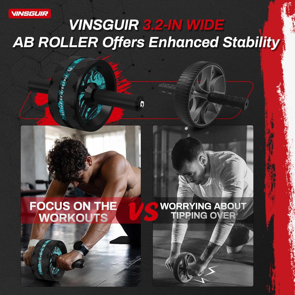 VINSGUIR Ab Roller Wheel, Abs & Core Workout Equipment for Home Gym with Knee Pad Accessories, Abdominal Wheel for Full-body Strength Training