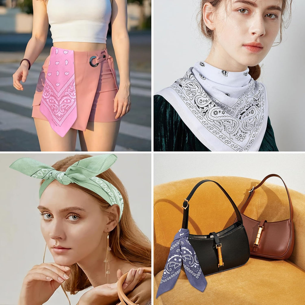 100% Cotton 27" x 27" Large Bandanas for Men & Women, Multi-Purpose Bandana Headbands, Square Head Scarf