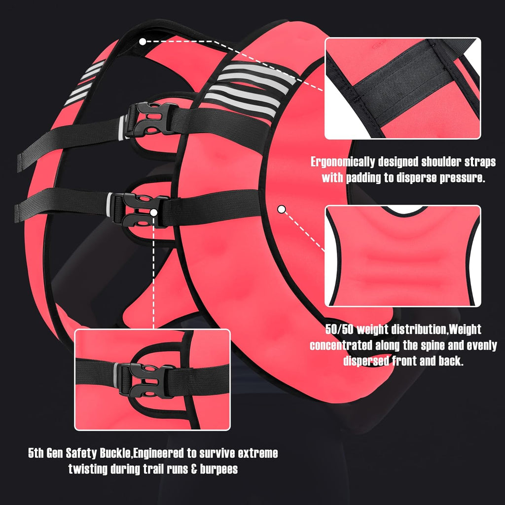 Weighted Vest Men or Women - 5/10/15/20/25/30lbs Weights with Reflective Stripe, Weighted Vest for Workout Equipment for Strength Training Running - Walking Weight Loss
