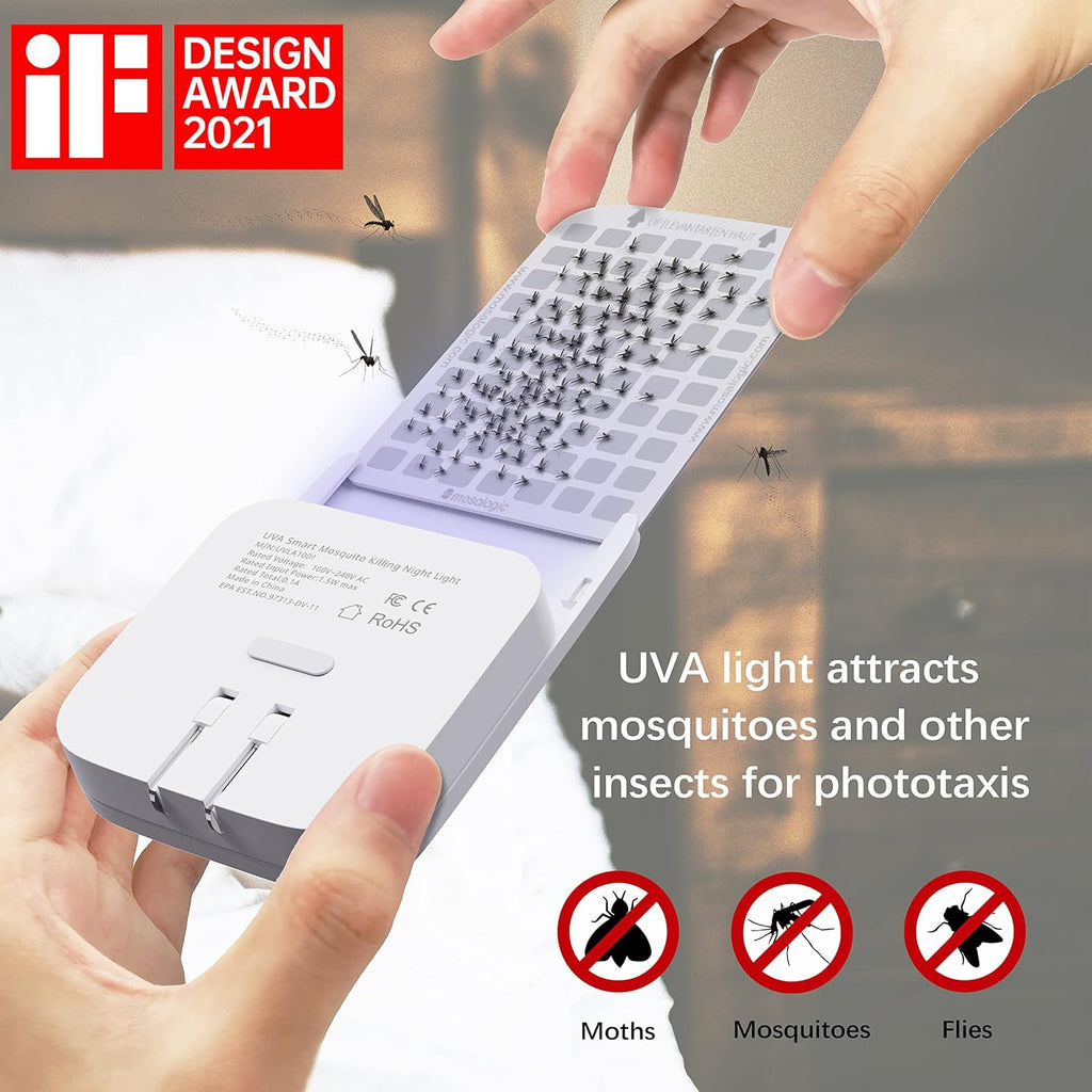 Mosalogic Fruit Fly Traps for Indoors Gnat Trap for House Indoor- 600 Sqft Protection Area UV Fly Insect Trapper for Fruit Flies，Gnat，Mosquito，and Other Flying Insect Plug in Bug Killer White