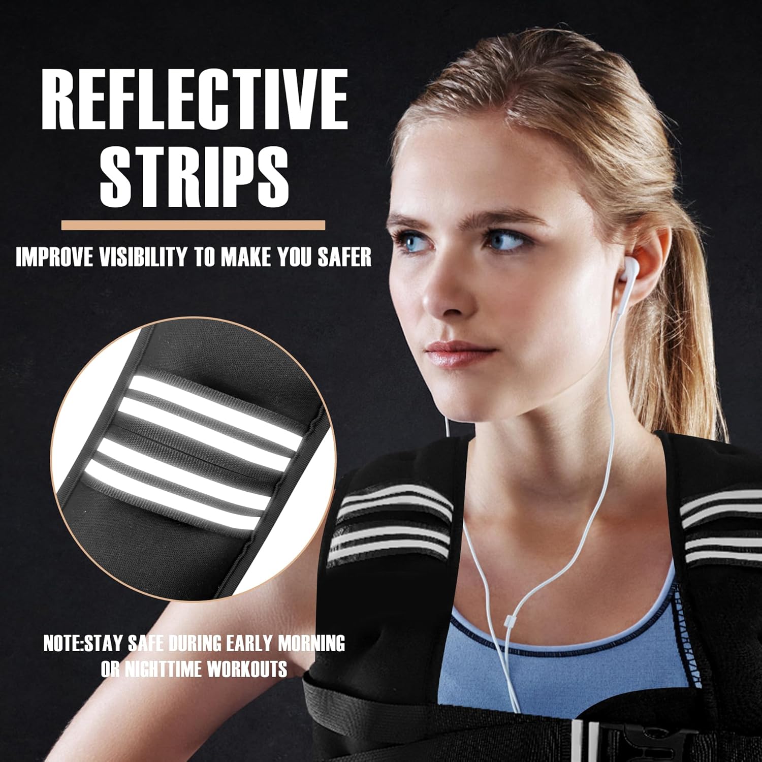 Weighted Vest Men or Women - 5/10/15/20/25/30lbs Weights with Reflective Stripe, Weighted Vest for Workout Equipment for Strength Training Running - Walking Weight Loss