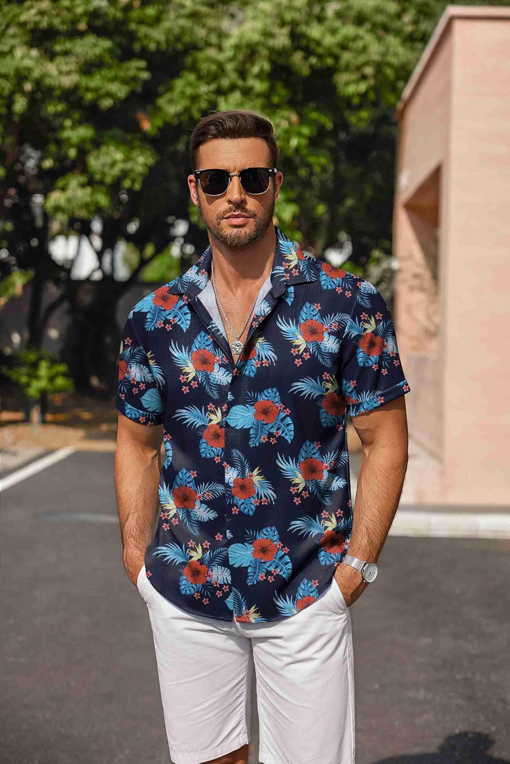 COOFANDY Men's Linen Shirts Short Sleeve Casual Shirts Button Down Shirt for Men Beach Summer Wedding Shirt