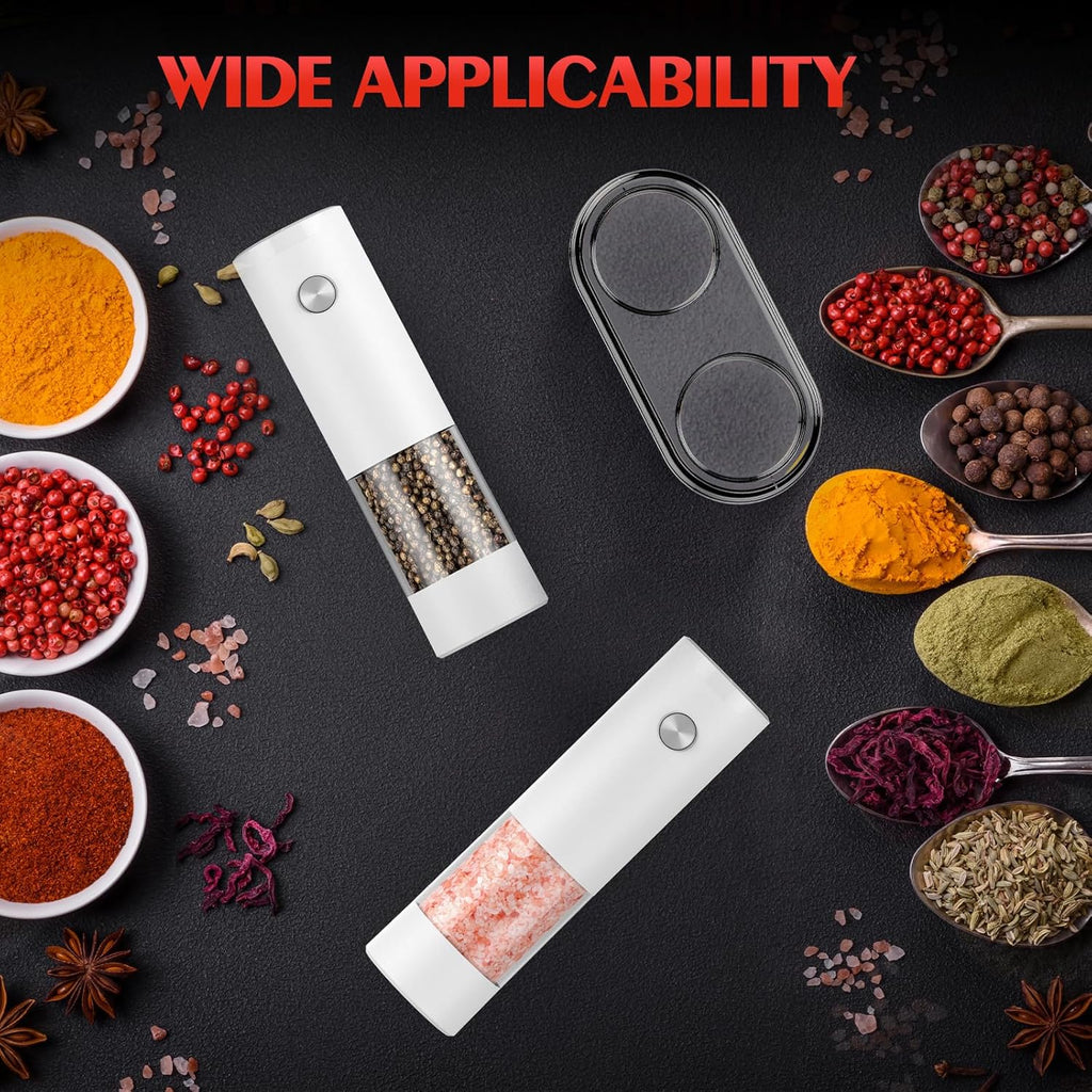 Electric Salt and Pepper Grinder Set Automatic Battery Pepper Mill Shakers Adjustable Coarseness Upgraded Larger Capacity with Led Home and Kitchen Appliances for New House Warming Gifts
