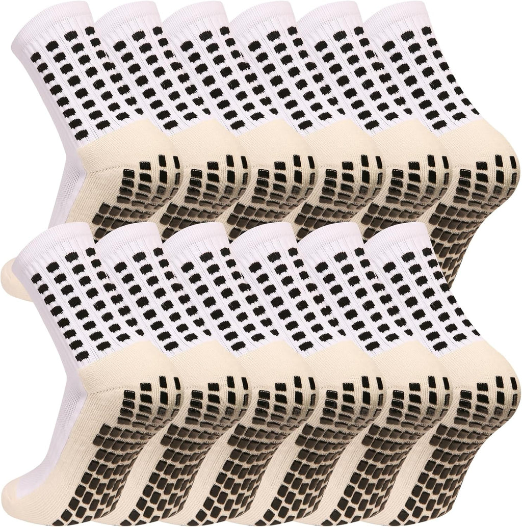 Men's Grip Soccer Socks Anti Slip Athletic Socks Non Slip Football Basketball Socks with Grip Pads2/4/6