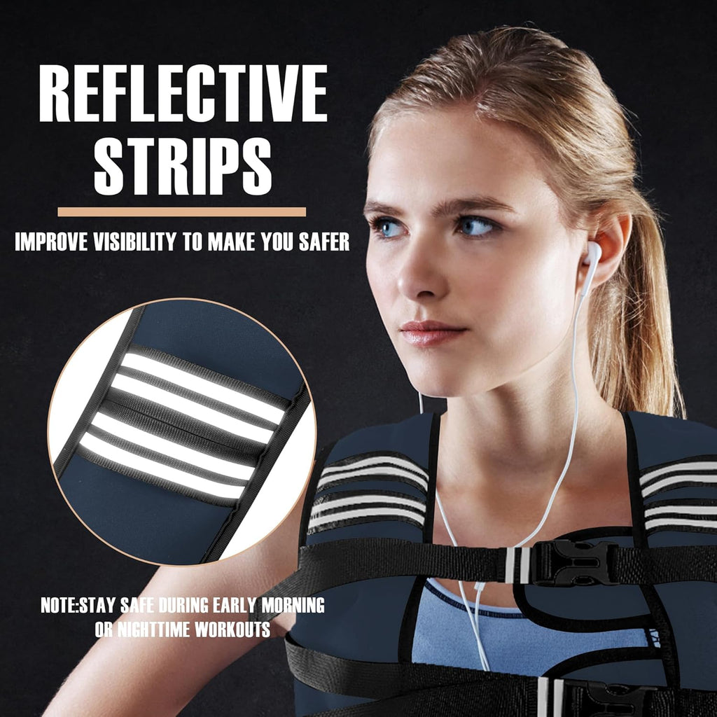 Weighted Vest Men or Women - 5/10/15/20/25/30lbs Weights with Reflective Stripe, Weighted Vest for Workout Equipment for Strength Training Running - Walking Weight Loss