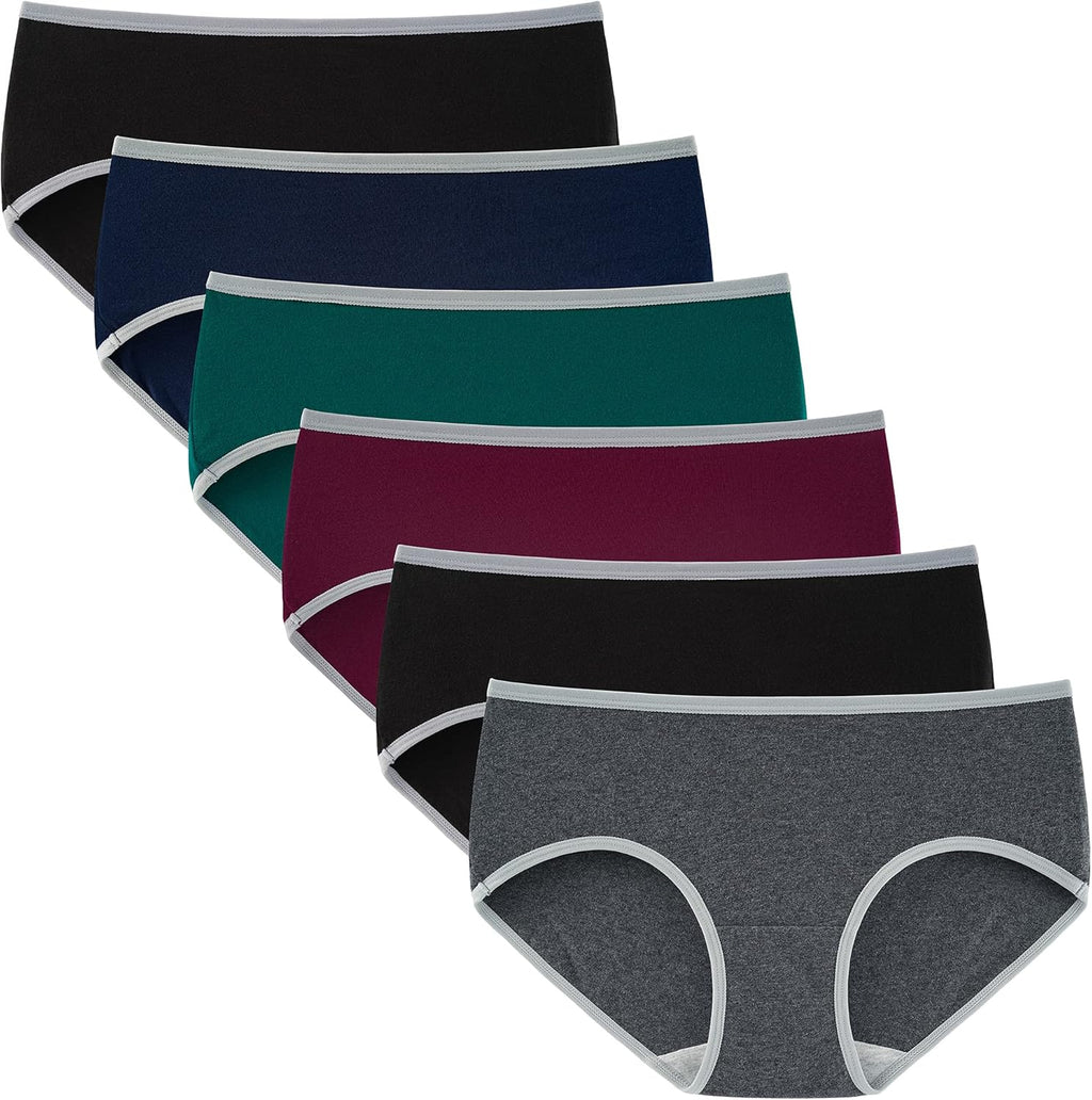 INNERSY Womens Underwear Cotton Hipster Panties Regular & Plus Size 6-Pack