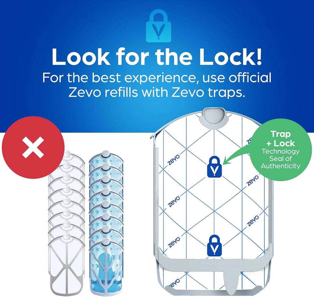 Zevo Flying Insect Trap Official Refill Cartridges - Fits Both Zevo Trap & MAX Indoor Fly Trap - Authentic Trap+Lock Technology to Catch Gnats, House & Fruit Flys (4 Official Refill Cartridges)