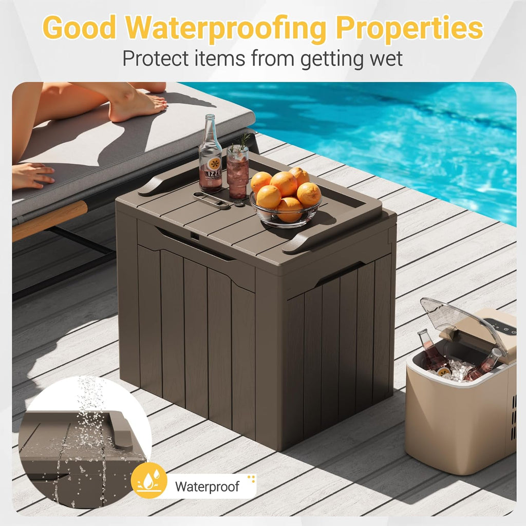 Greesum 31 Gallon Resin Deck Box Large Outdoor Storage for Patio Furniture, Garden Tools, Pool Supplies, Weatherproof and UV Resistant, Lockable, Dark Black