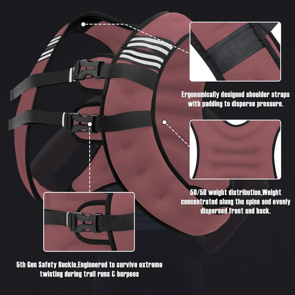 Weighted Vest Men or Women - 5/10/15/20/25/30lbs Weights with Reflective Stripe, Weighted Vest for Workout Equipment for Strength Training Running - Walking Weight Loss