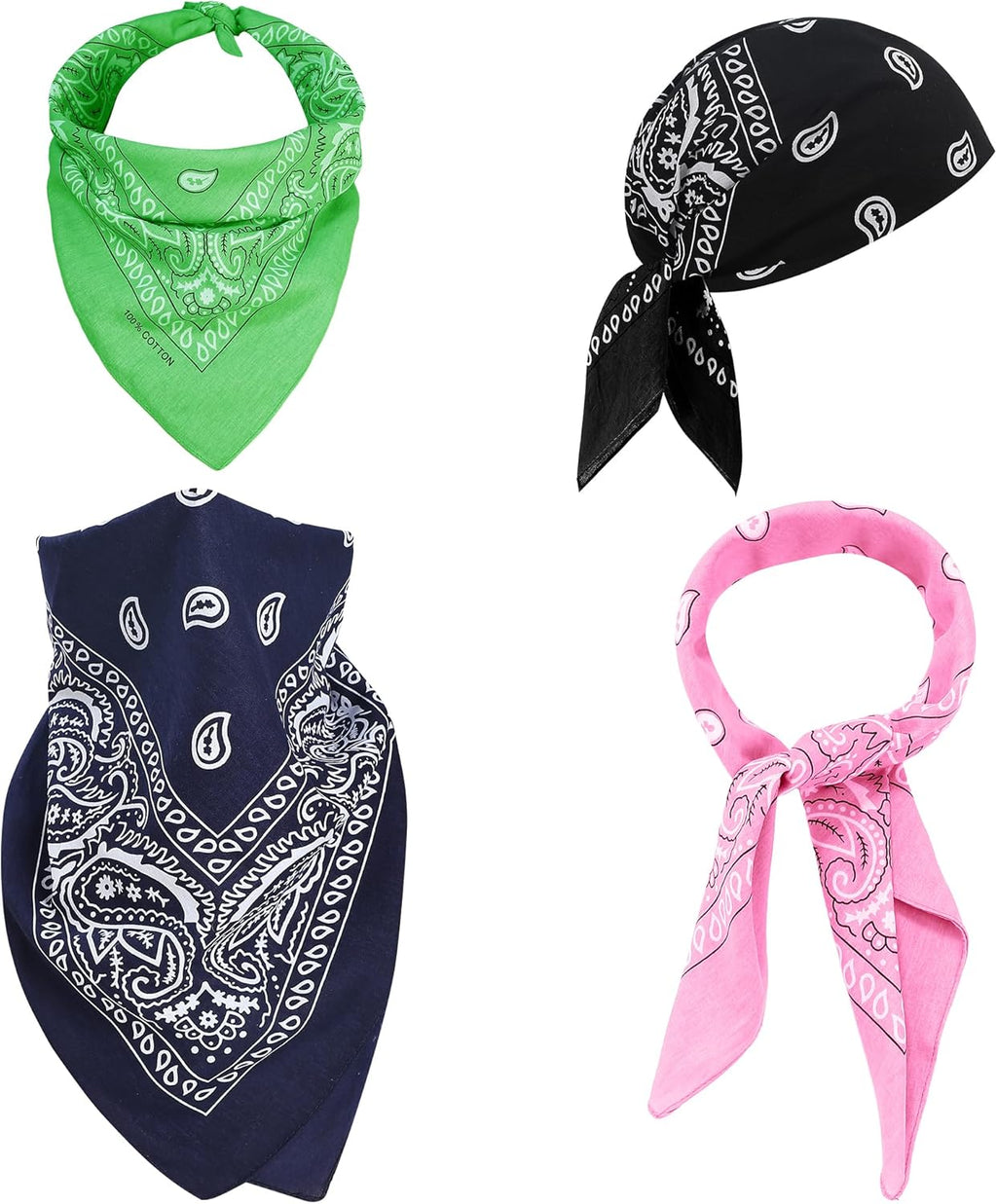 100% Cotton 27" x 27" Large Bandanas for Men & Women, Multi-Purpose Bandana Headbands, Square Head Scarf
