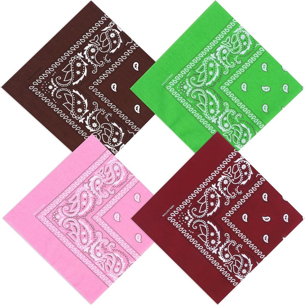 100% Cotton 27" x 27" Large Bandanas for Men & Women, Multi-Purpose Bandana Headbands, Square Head Scarf