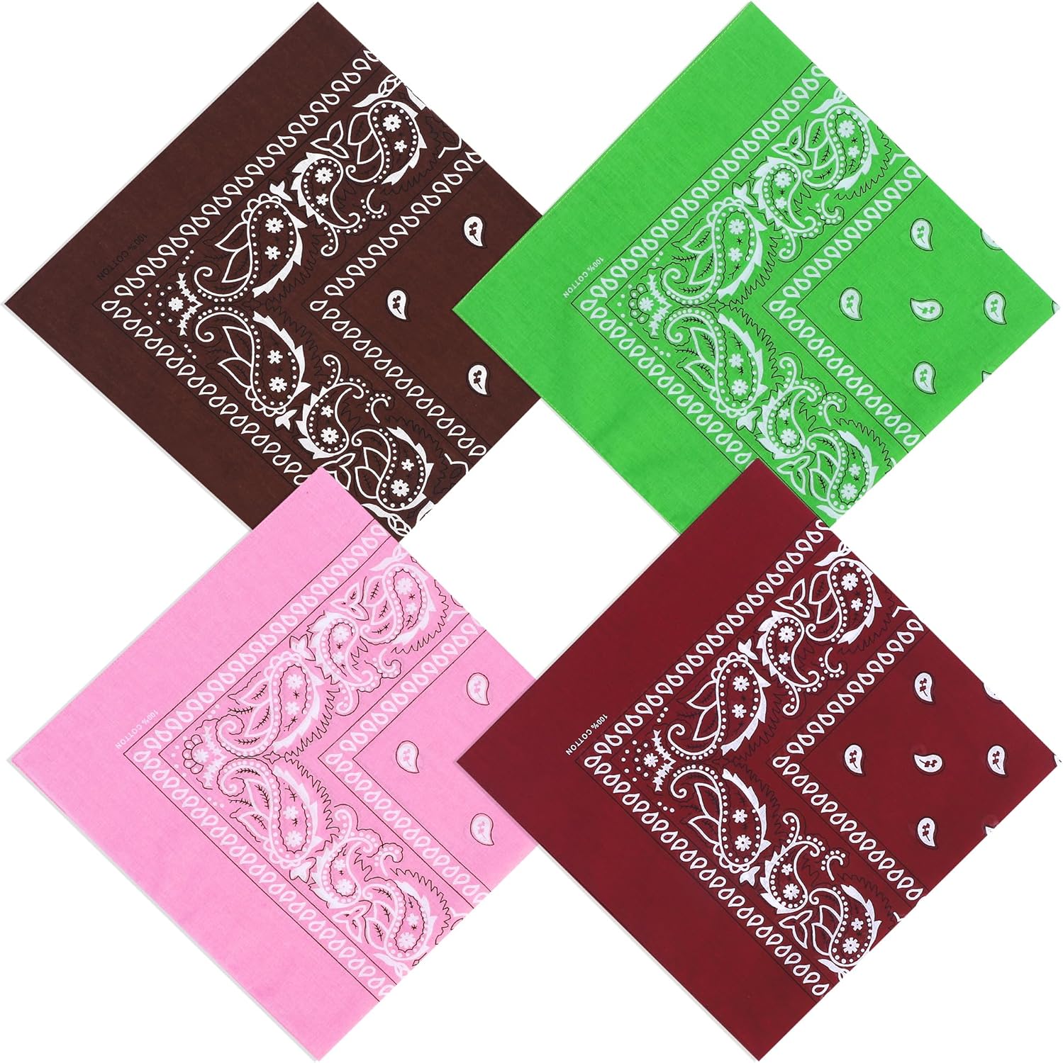 100% Cotton 27" x 27" Large Bandanas for Men & Women, Multi-Purpose Bandana Headbands, Square Head Scarf