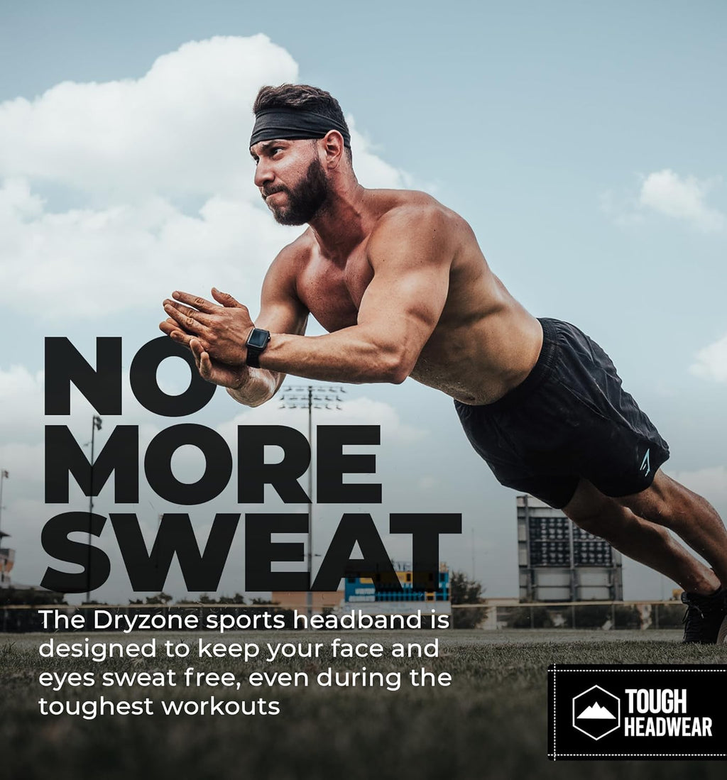 Tough Outfitters Headband for Men - Mens Headbands - Working Out Sports Performance Head Bands - Athletic Cycling Running Sweat Band, Football Headbands - Sweat Bands Men/Women