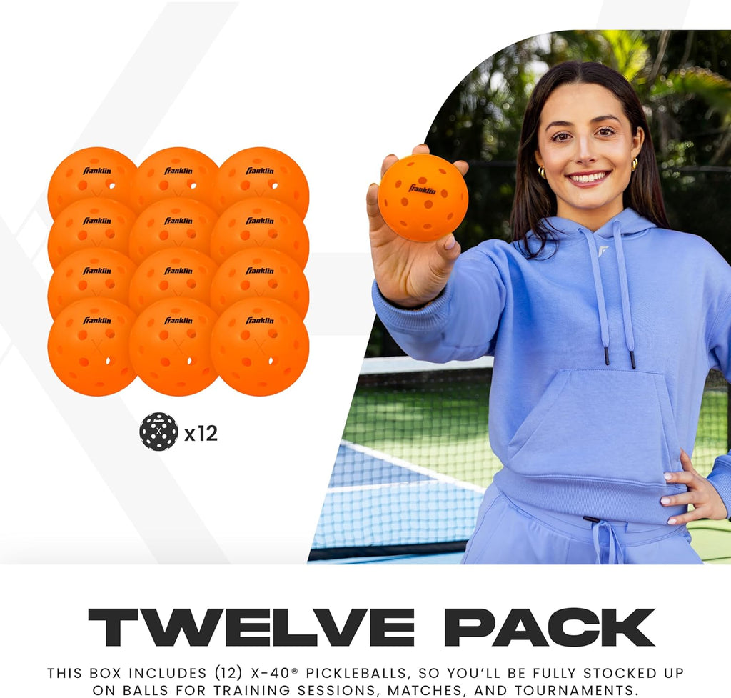 Franklin Sports X-40 Outdoor Pickleballs - Official Ball of USA Pickleball, APP Tour + US Open - Regulation Size
