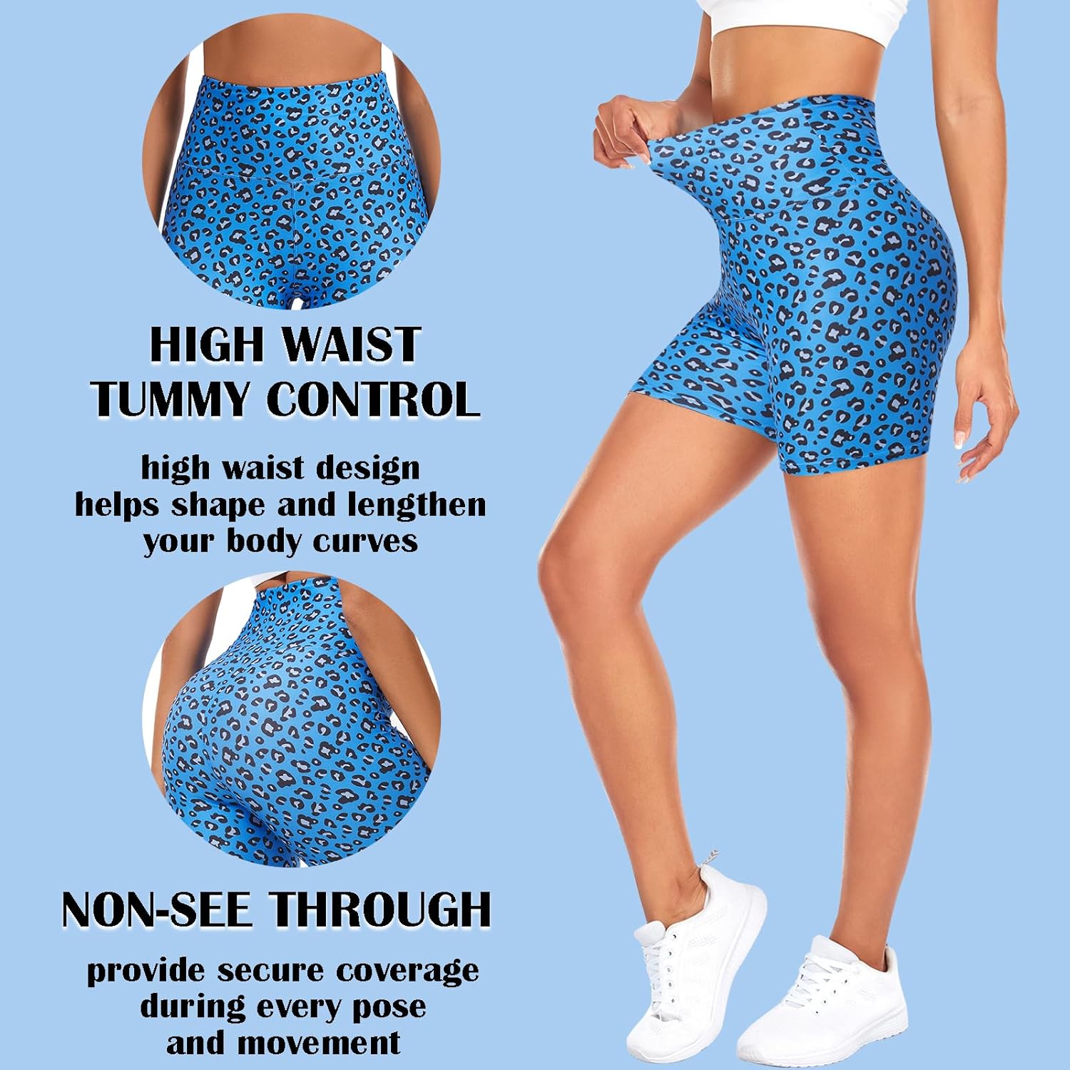 FULLSOFT High Waisted Biker Shorts for Women-5" Tummy Control Fitness Athletic Workout Running Yoga Gym Shorts