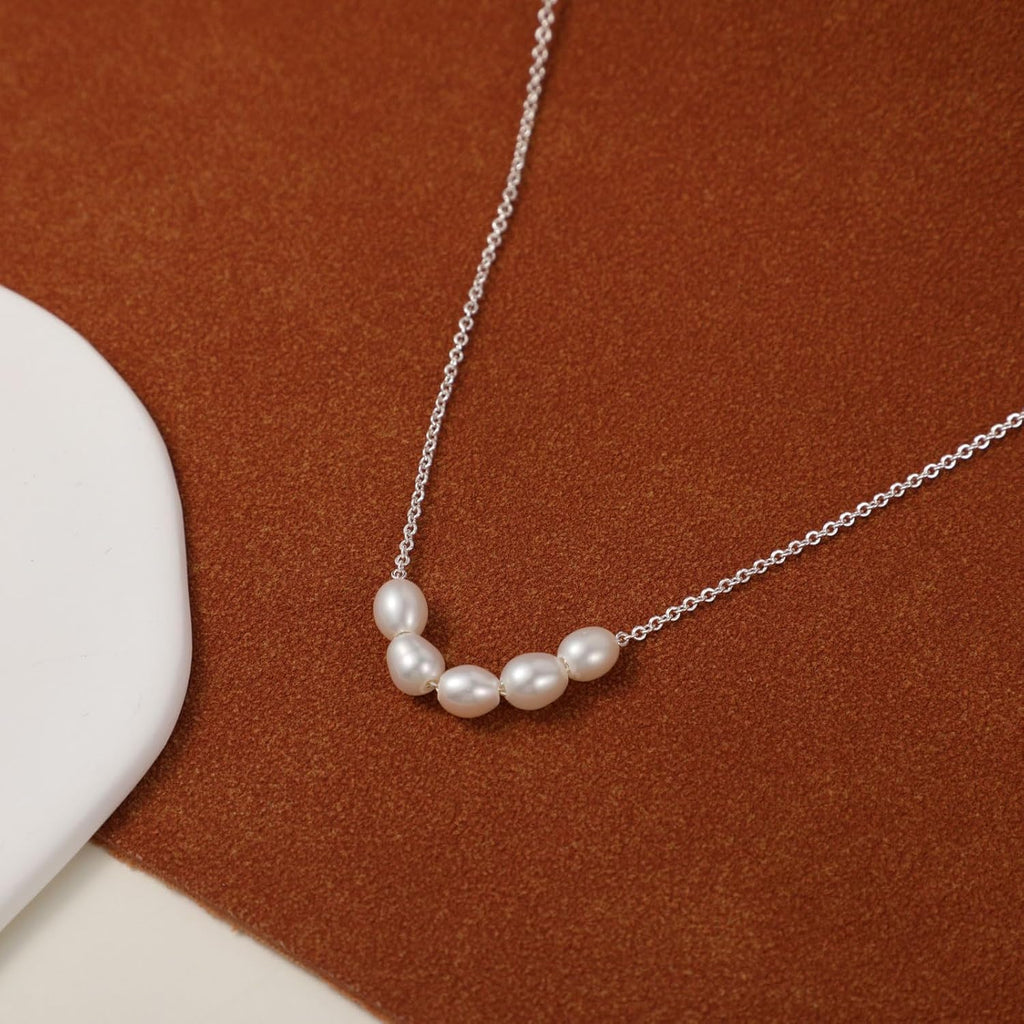 Dainty Pearl Pendant Necklaces for Women 14K Gold Plated Handmade Layered Pearl Chain Necklace Delicate Layered Pearl Necklace Everyday Jewelry Gift