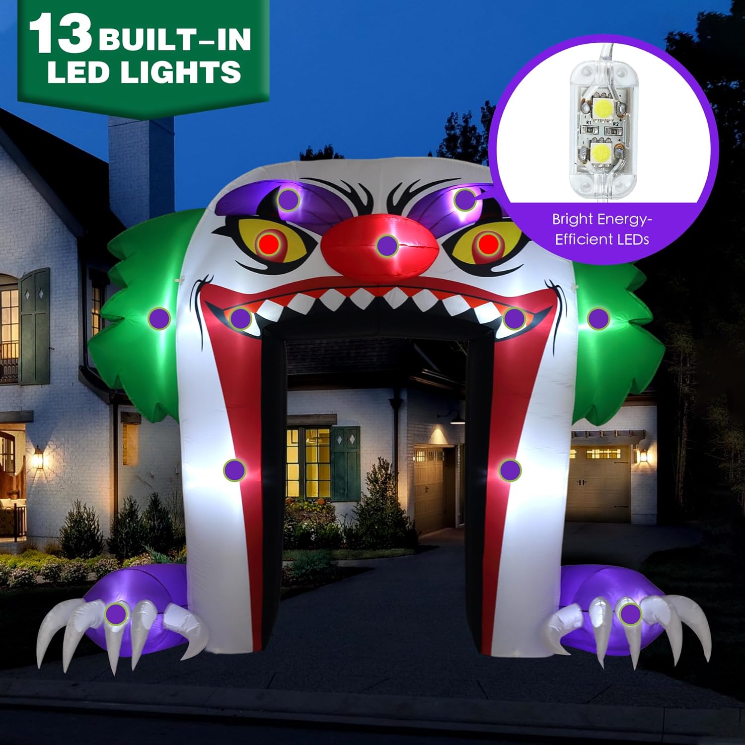 ZPISF Giant 10 FT Halloween Inflatables Clown Archway Outdoor Decorations, Scary Halloween Arch Blow Up Yard Decorations for Front Yard Lawn Garden Decor