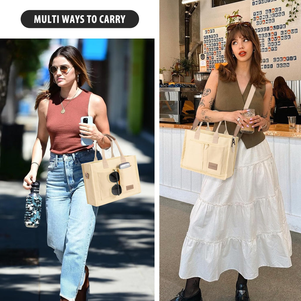 Tote Bags for Women Canvas Tote Purse Crossbody with Pockets Top Handle Shoulder Satchel Bag for Women