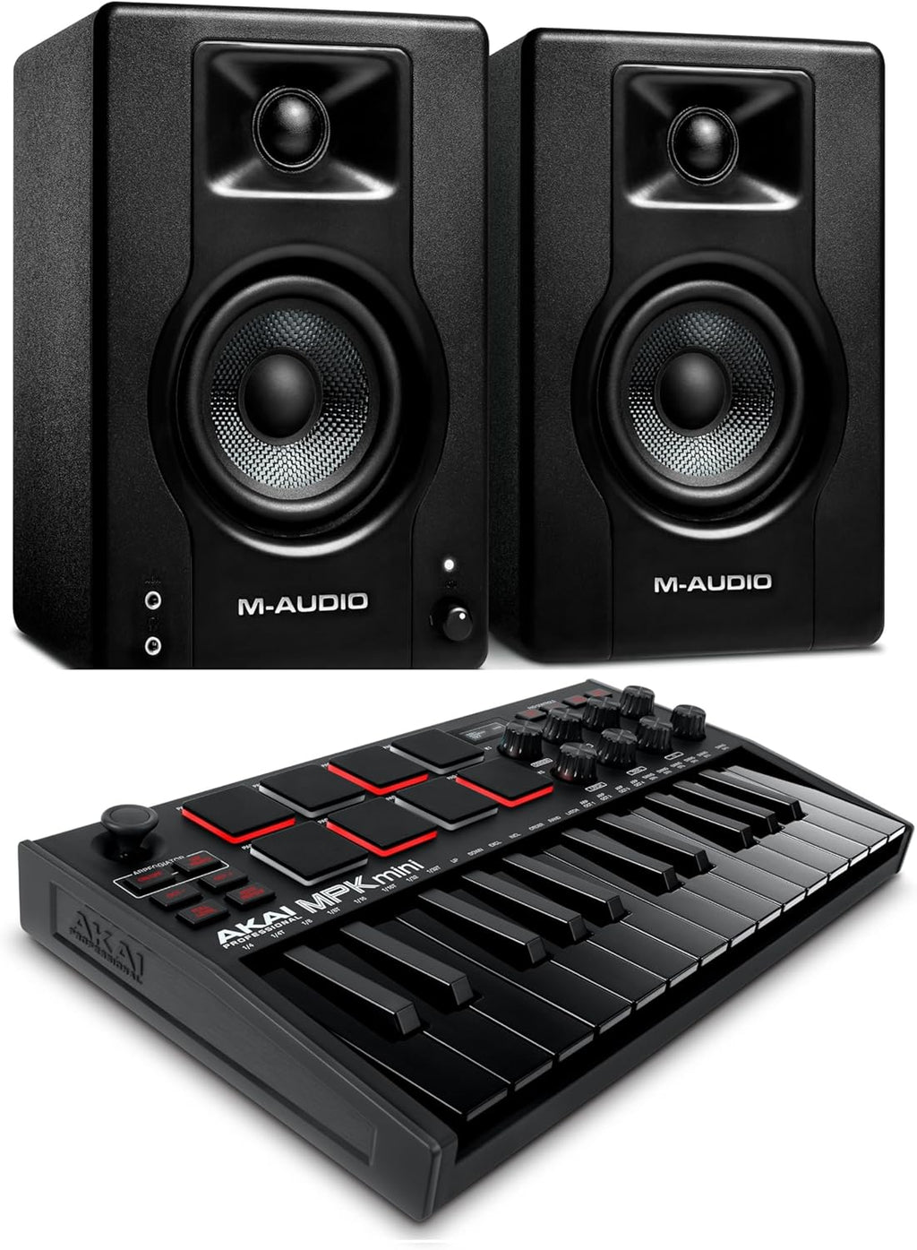 Akai Professional MPK Mini MK3 - 25 Key USB MIDI Keyboard Controller With 8 Backlit Drum Pads, 8 Knobs, Music Production Software and Native Instruments Sound Package (NKS Integration)