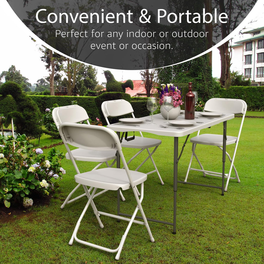 6 Feet Foldable Table with Built in Handle & Steel Legs | Heavy Duty Portable | Perfect for Party, Dining, Wedding, Events, Picnic Indoor, Outdoor, Camping, Utility, Folding