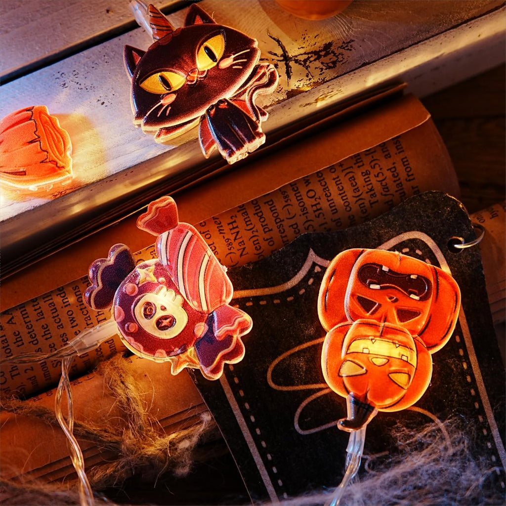 LOLStar Halloween String Lights Decorations, 9.8FT 20 LED Halloween Fairy Lights, Battery Operated (Not Included) with Timer Function and 8 Flashing Modes, Cute Booday Lights 2025 Home Indoor Decor