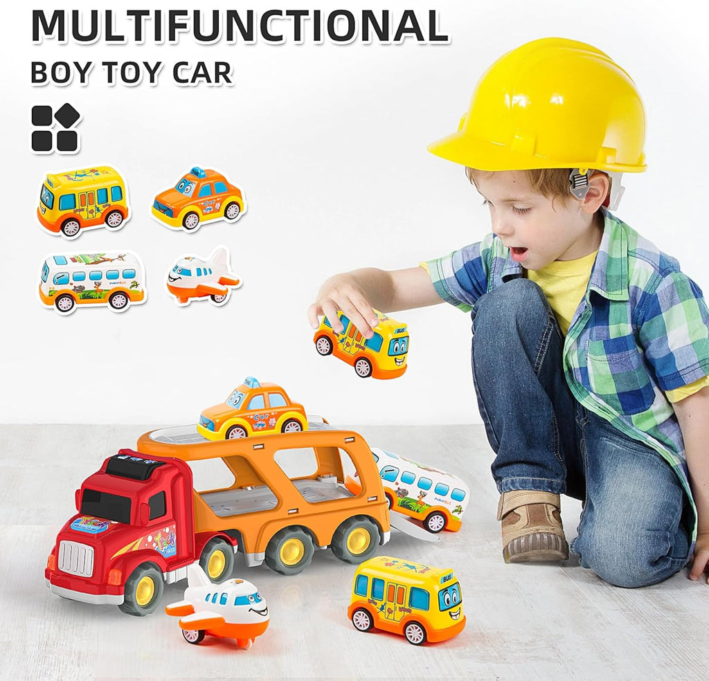 Veslier Construction Truck Toys for Boys Girls Age 1 2 3 4 5 6 Years Old，Carrier Transport Trucks for Kids 1-3 3-5 Year Old，Christmas Birthday Gift Toddler Toys.