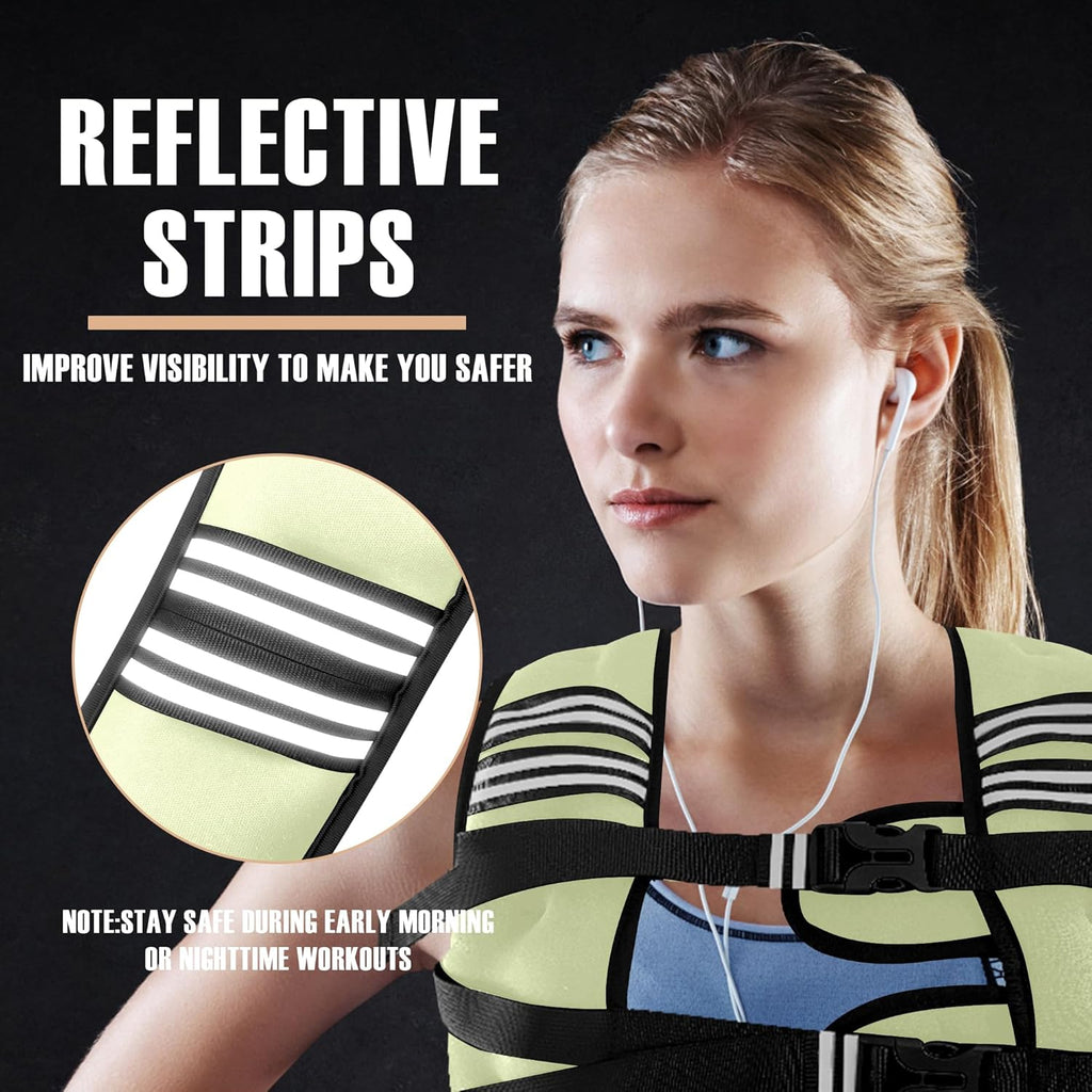 Weighted Vest Men or Women - 5/10/15/20/25/30lbs Weights with Reflective Stripe, Weighted Vest for Workout Equipment for Strength Training Running - Walking Weight Loss