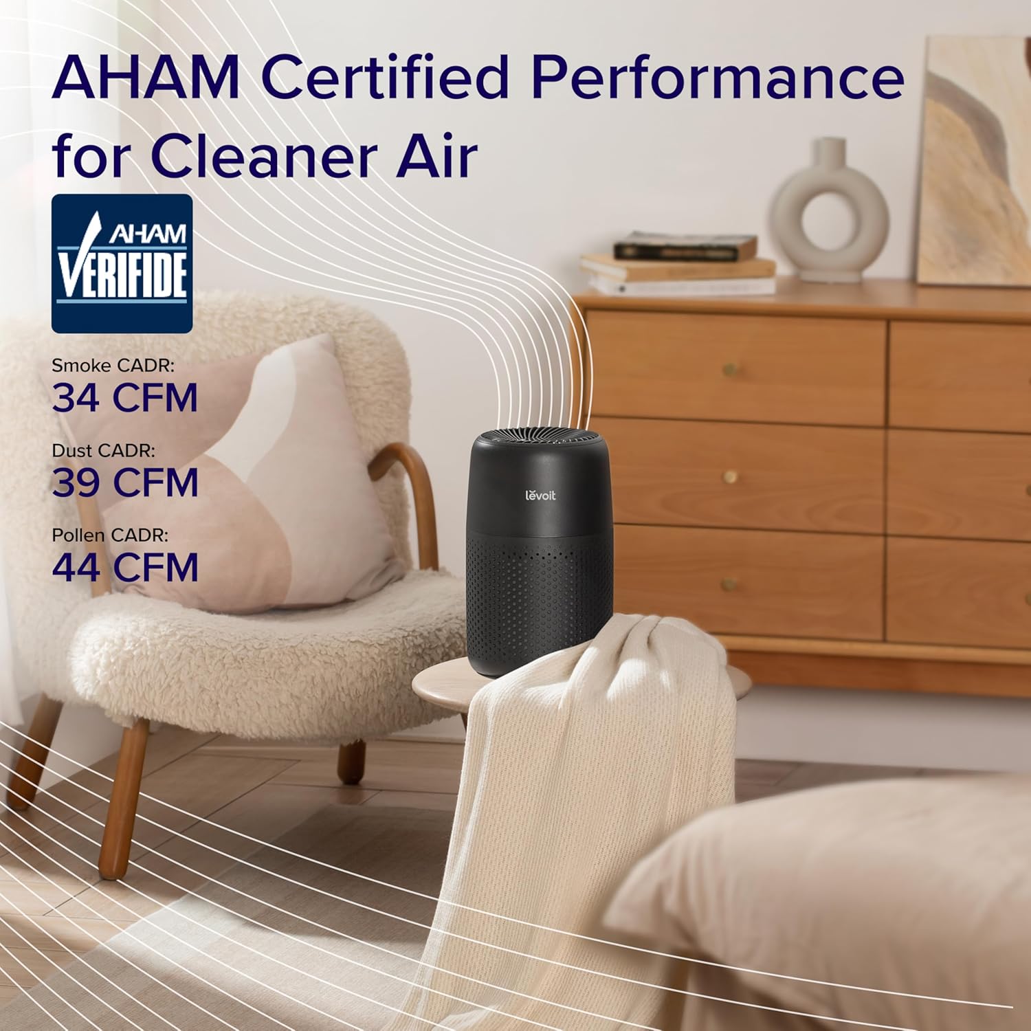 LEVOIT Air Purifiers for Bedroom Home Dorm, 3-in-1 Filter Cleaner with Fragrance Sponge for Better Sleep, Filters Smoke, Allergies, Pet Dander, Odor, Dust, Office, Desktop, Core Mini-P, White