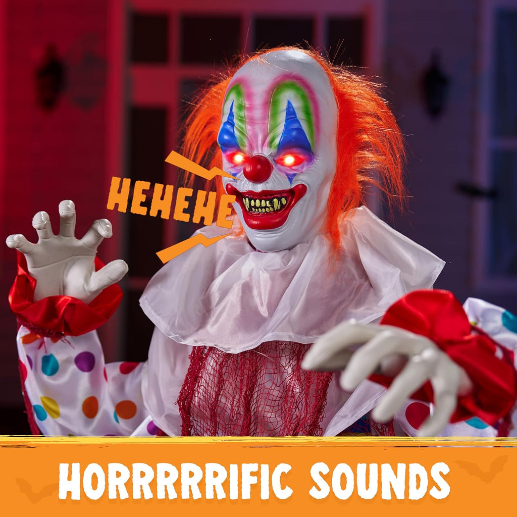 JOYIN 67" Halloween Decorations Outdoor Life Size Animatronics Grim Reaper with Chain, Sound-Actived Party Decor with Creepy Sound, Scary Haunted House Props for Garden Yard Lawn