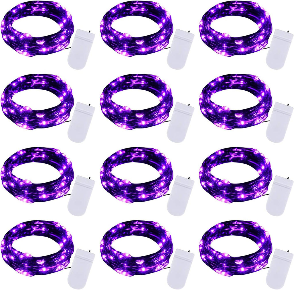 Brightown 12 Pack LED Fairy Lights Battery Operated String Lights - 7ft 20LED Waterproof Silver Wire Firefly Starry Moon Lights for DIY Crafts Wedding Table Centerpieces Party Bedroom Christmas