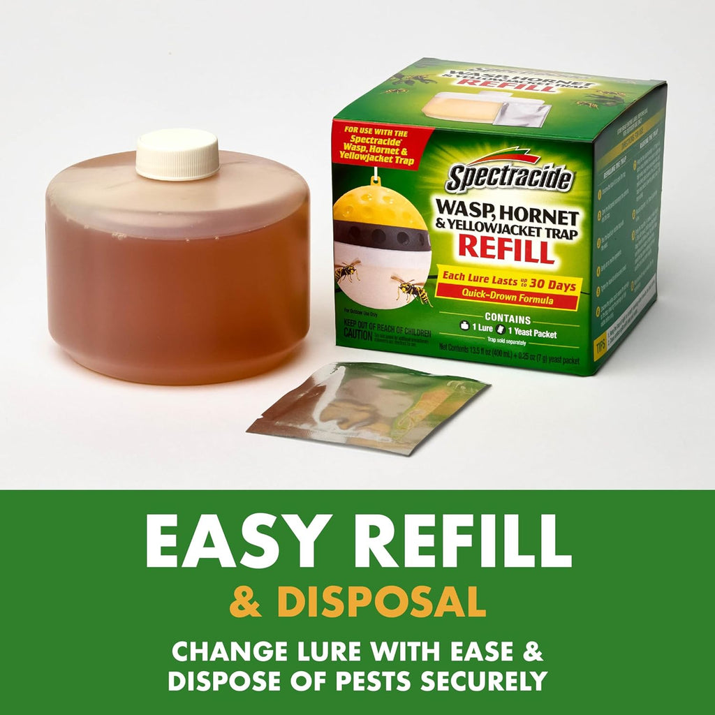 Spectracide Wasp, Hornet & Yellowjacket Trap, Hanging Wasp & Hornet Trap with a Quick-Drown Formula That Submerges & Kills Insects, 1 Count