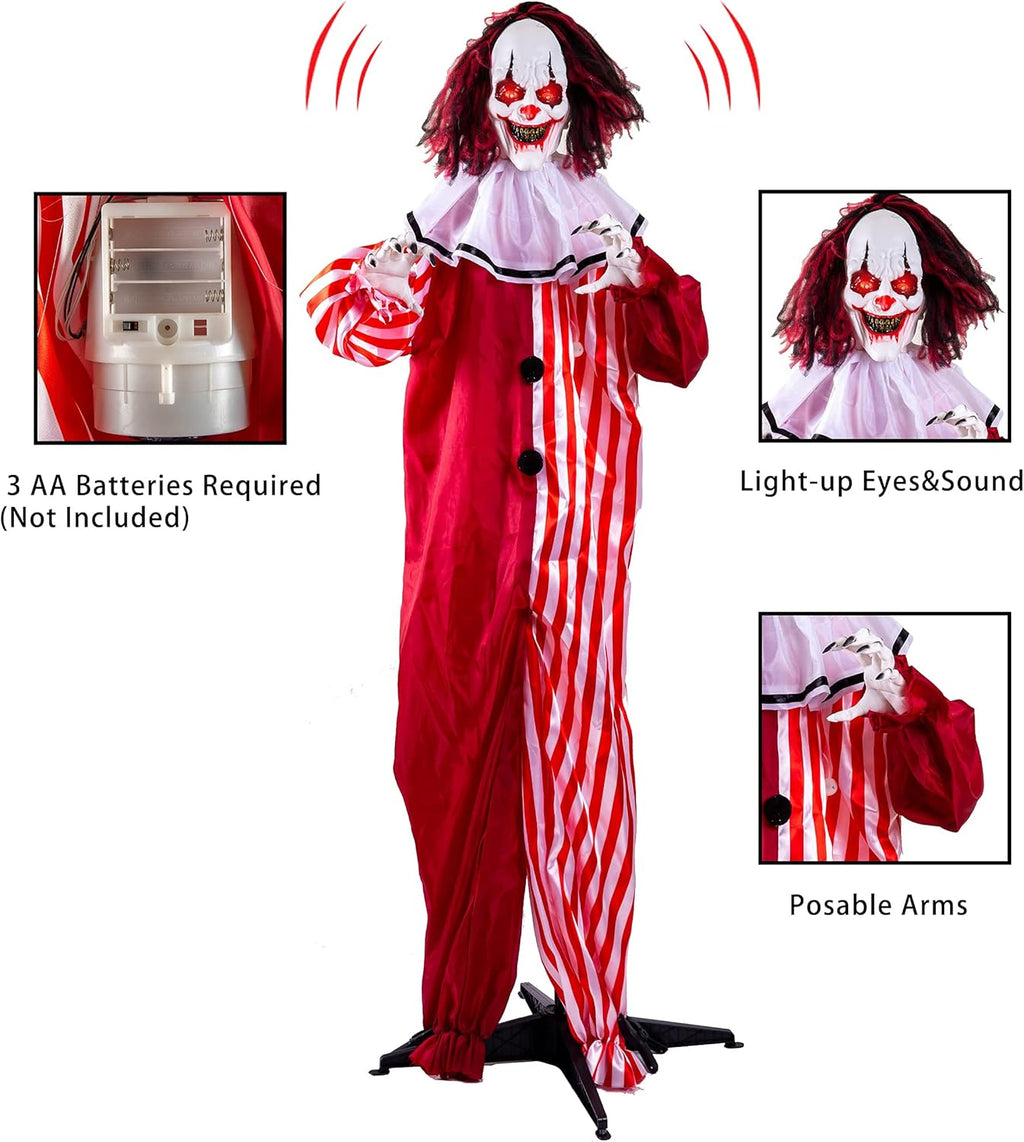 JOYIN 67" Halloween Decorations Outdoor Life Size Animatronics Grim Reaper with Chain, Sound-Actived Party Decor with Creepy Sound, Scary Haunted House Props for Garden Yard Lawn