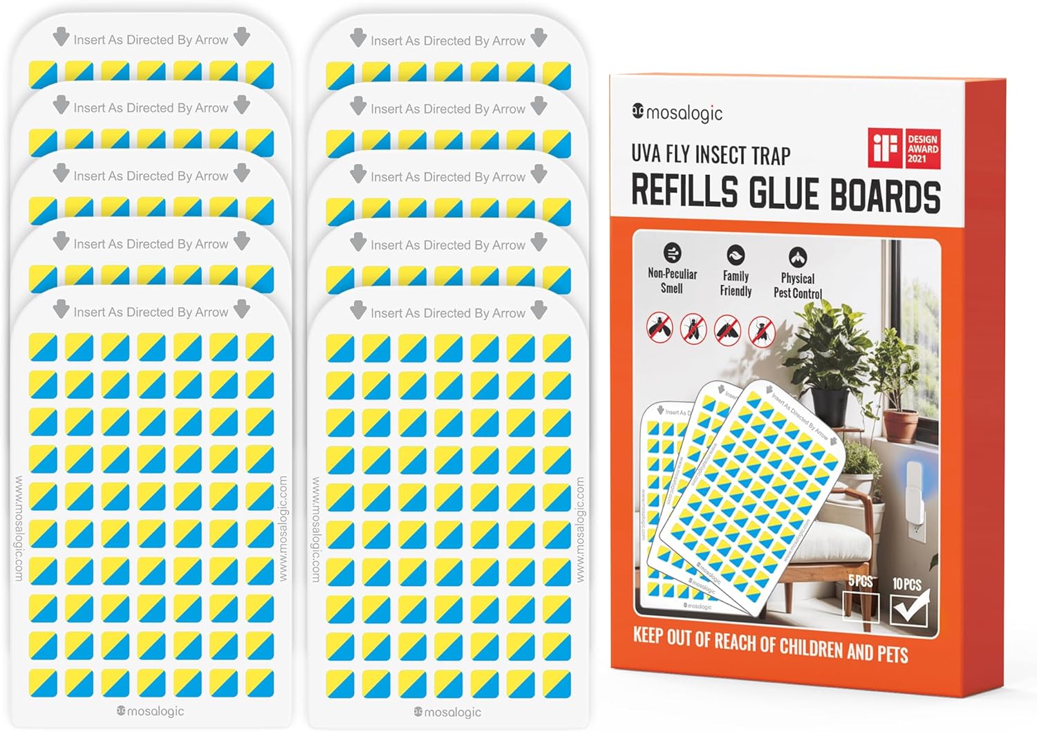 Mosalogic Fruit Fly Traps for Indoors Gnat Trap for House Indoor- 600 Sqft Protection Area UV Fly Insect Trapper for Fruit Flies，Gnat，Mosquito，and Other Flying Insect Plug in Bug Killer White