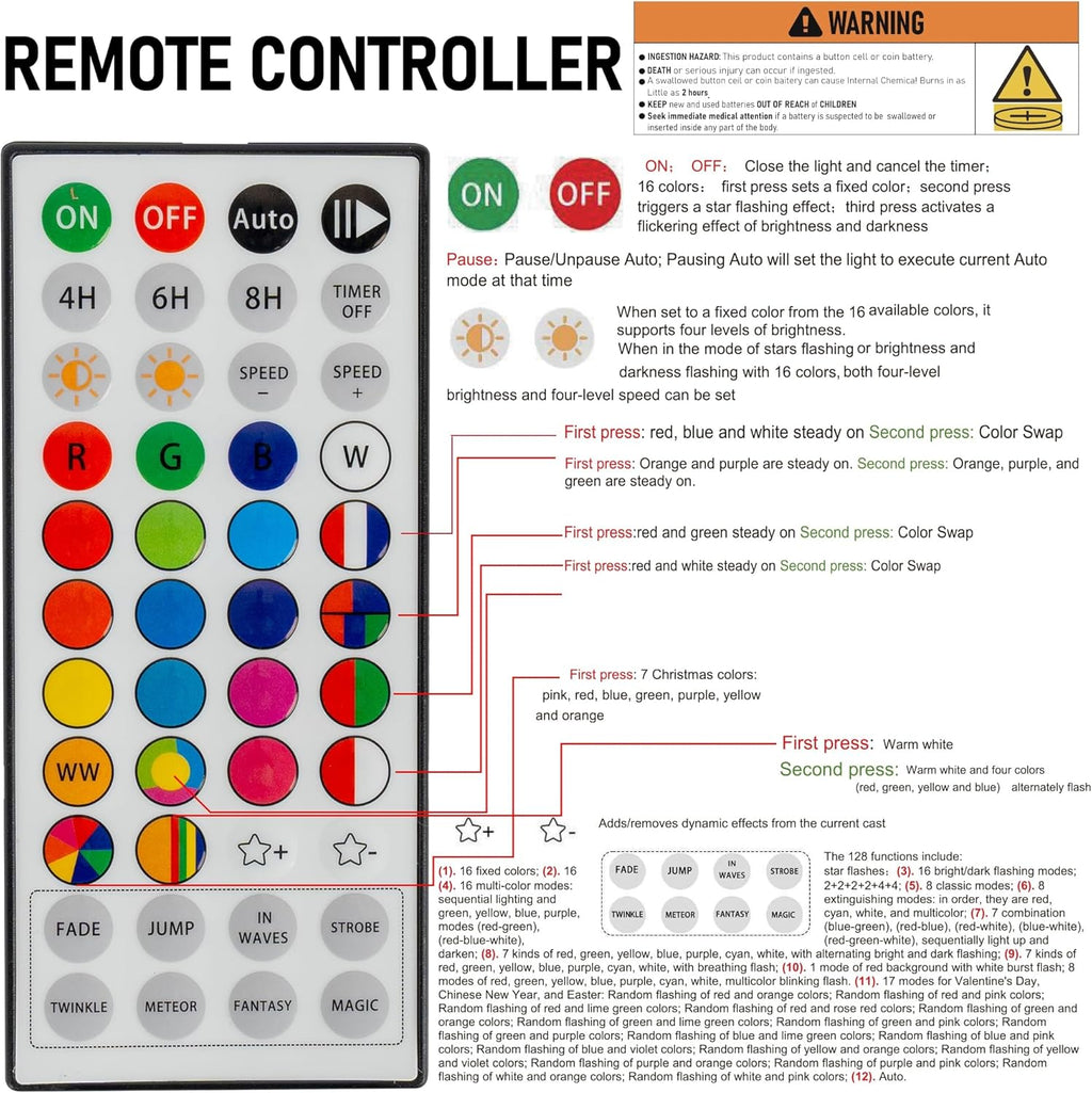 Dazzle Bright Smart Color Changing Halloween Lights, 66FT 200 LED RGB String Lights with Remote & App Controlled, Christmas Decorations for Indoor Outdoor Holiday Xmas Tree Party Decor