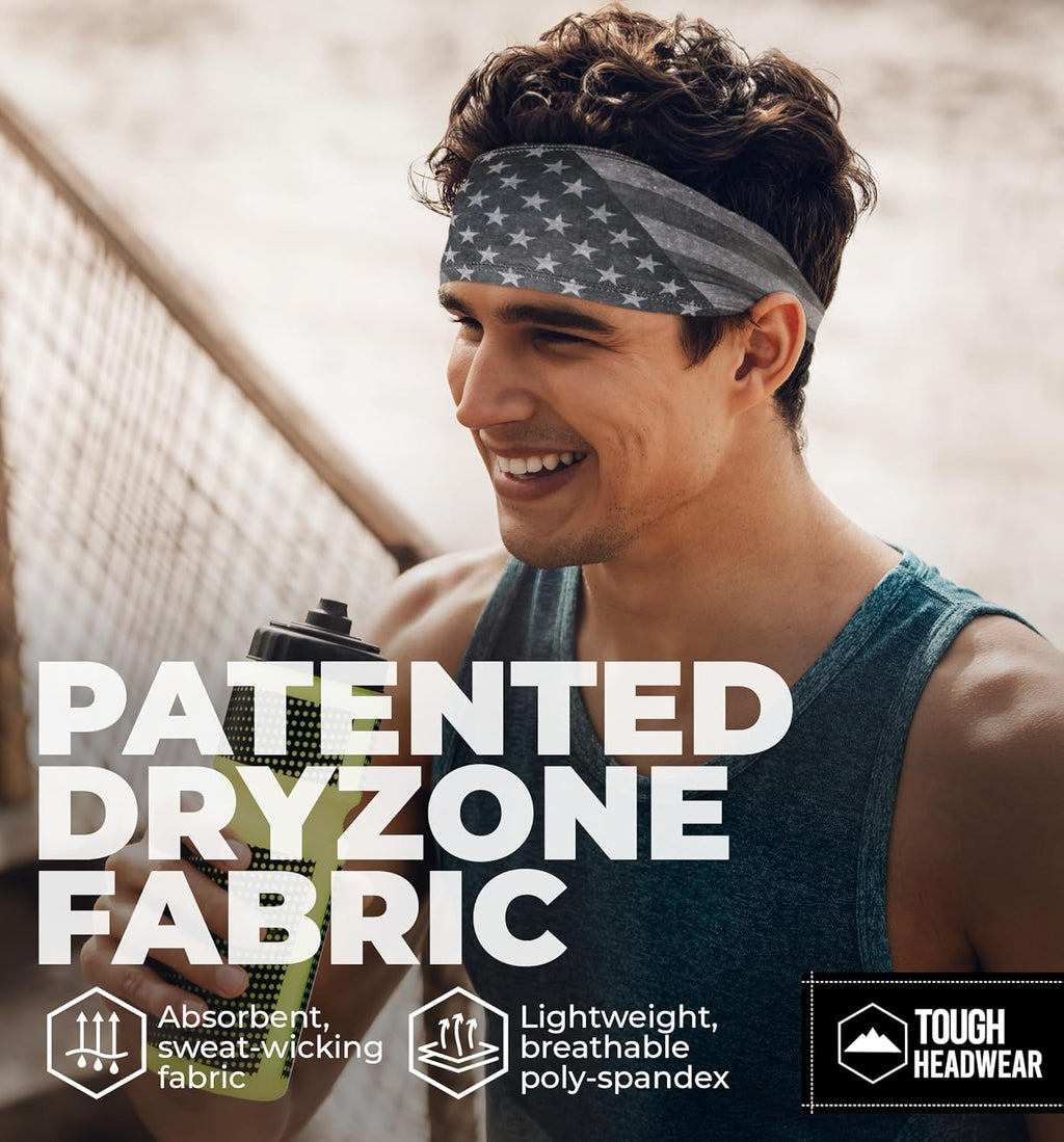 Tough Outfitters Headband for Men - Mens Headbands - Working Out Sports Performance Head Bands - Athletic Cycling Running Sweat Band, Football Headbands - Sweat Bands Men/Women