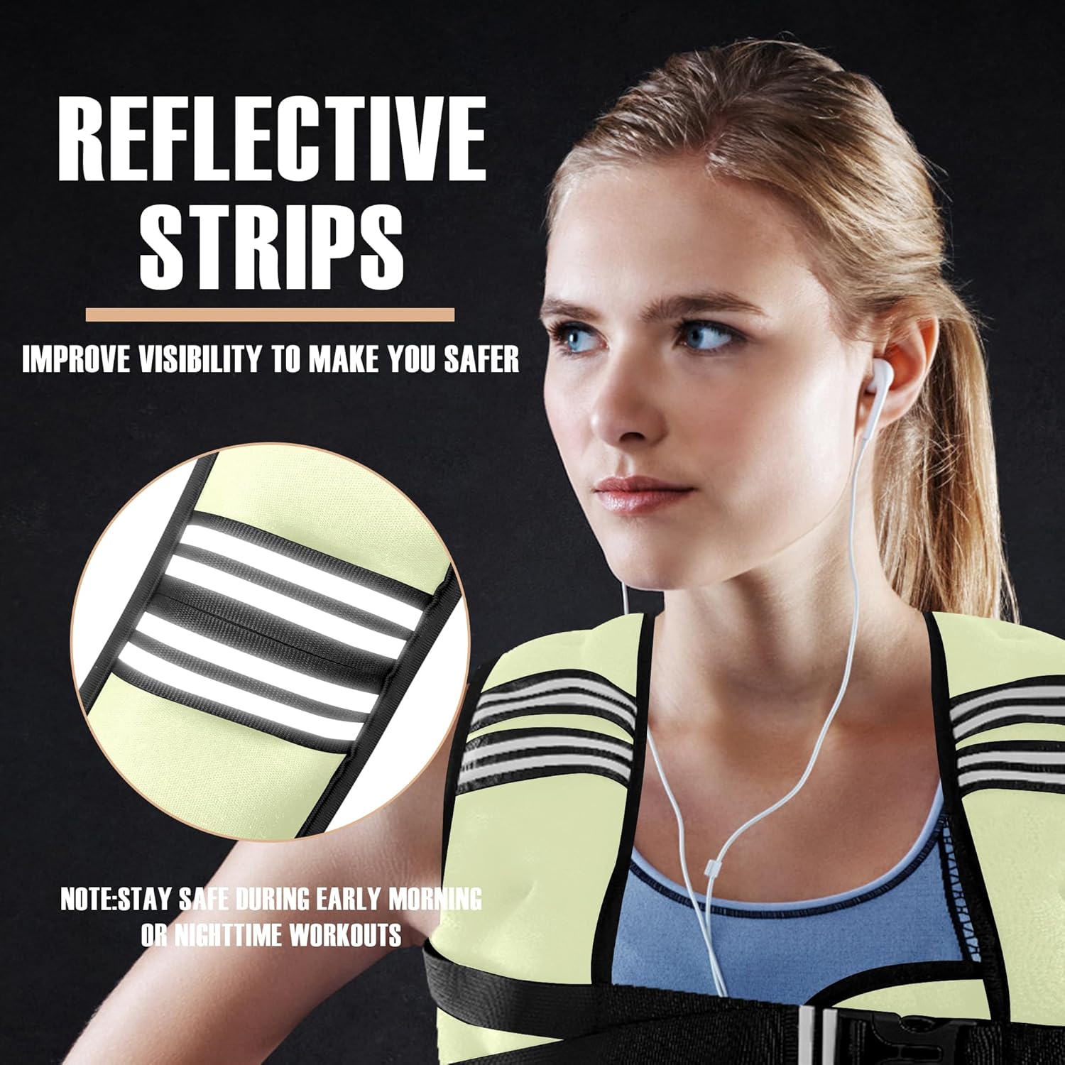 Weighted Vest Men or Women - 5/10/15/20/25/30lbs Weights with Reflective Stripe, Weighted Vest for Workout Equipment for Strength Training Running - Walking Weight Loss