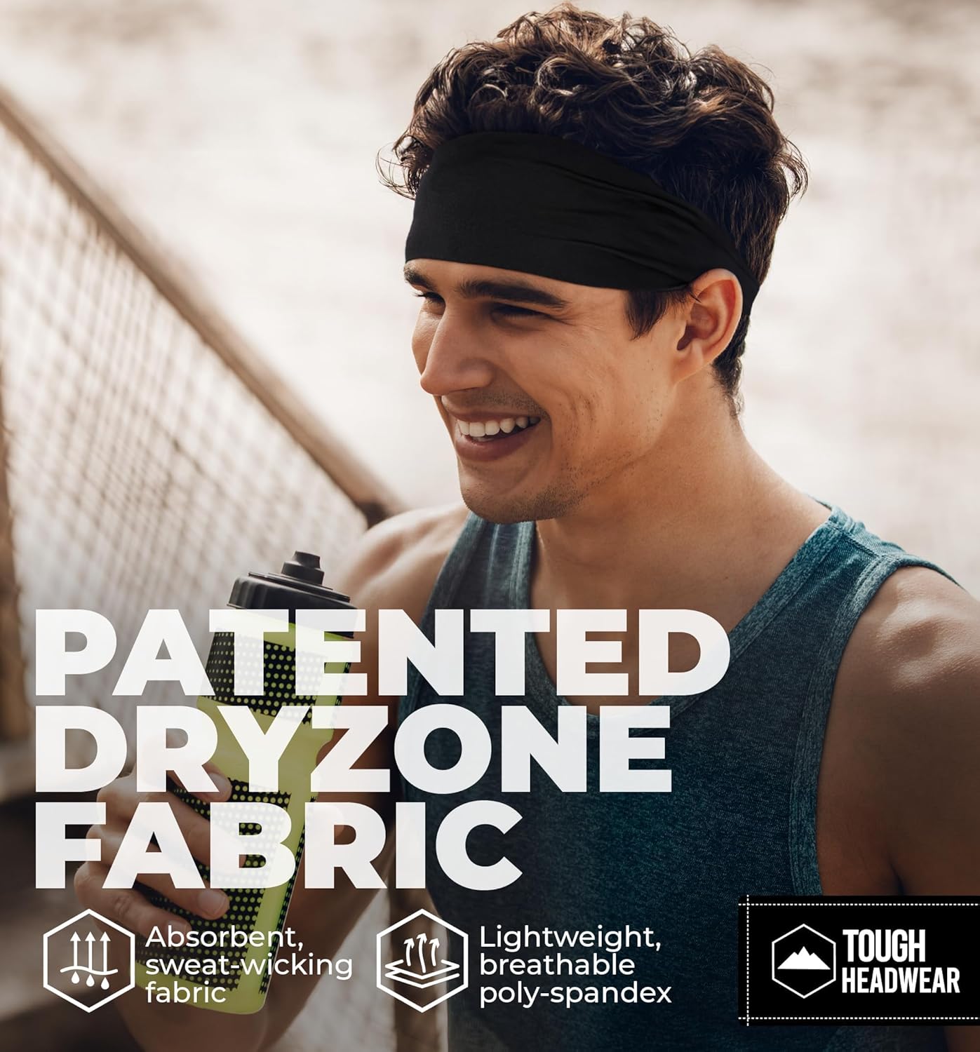 Tough Outfitters Headband for Men - Mens Headbands - Working Out Sports Performance Head Bands - Athletic Cycling Running Sweat Band, Football Headbands - Sweat Bands Men/Women