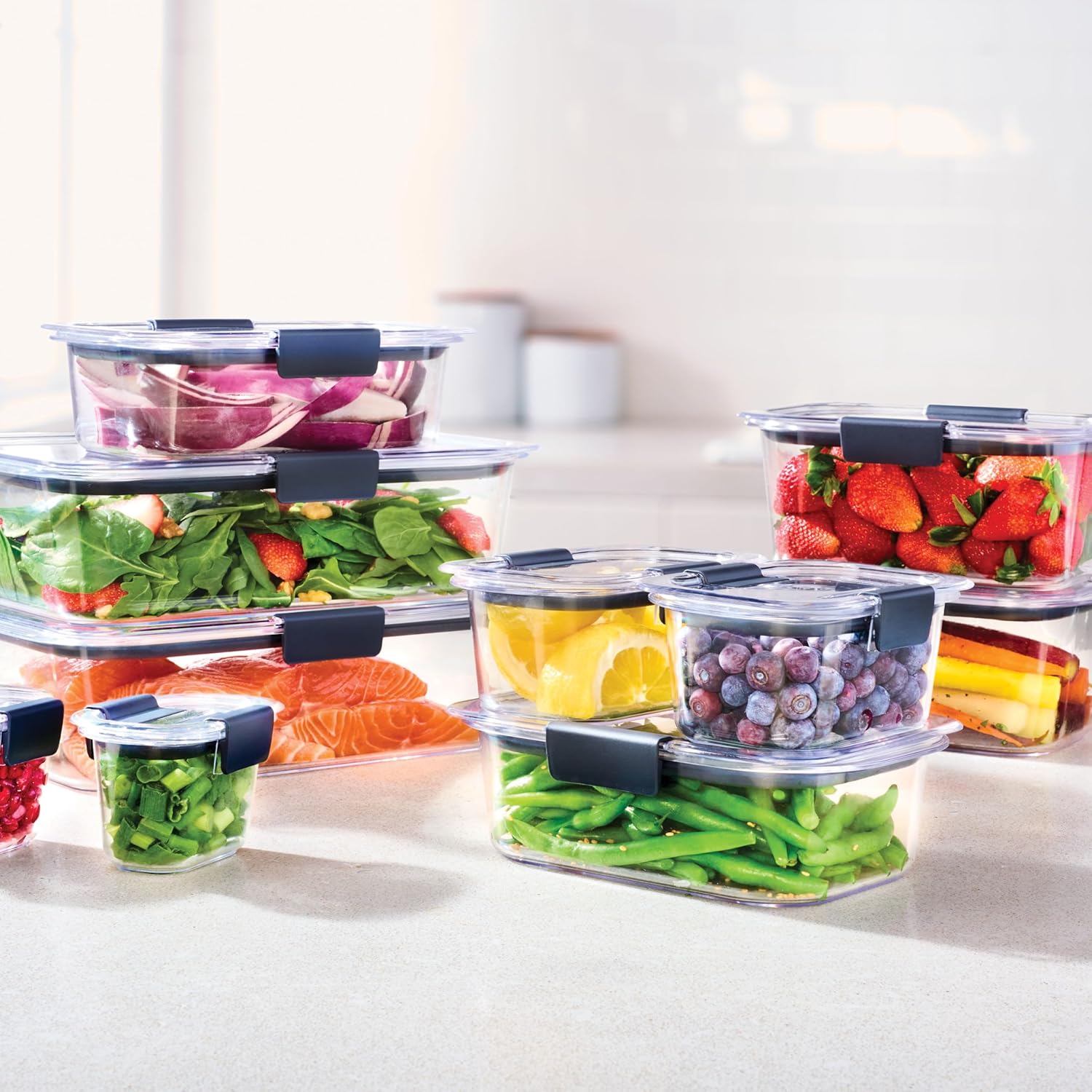 Rubbermaid Brilliance Food Storage Containers BPA Free Airtight Lids Ideal for Lunch Meal Prep & Leftovers Set of 5 (3.2 Cup)