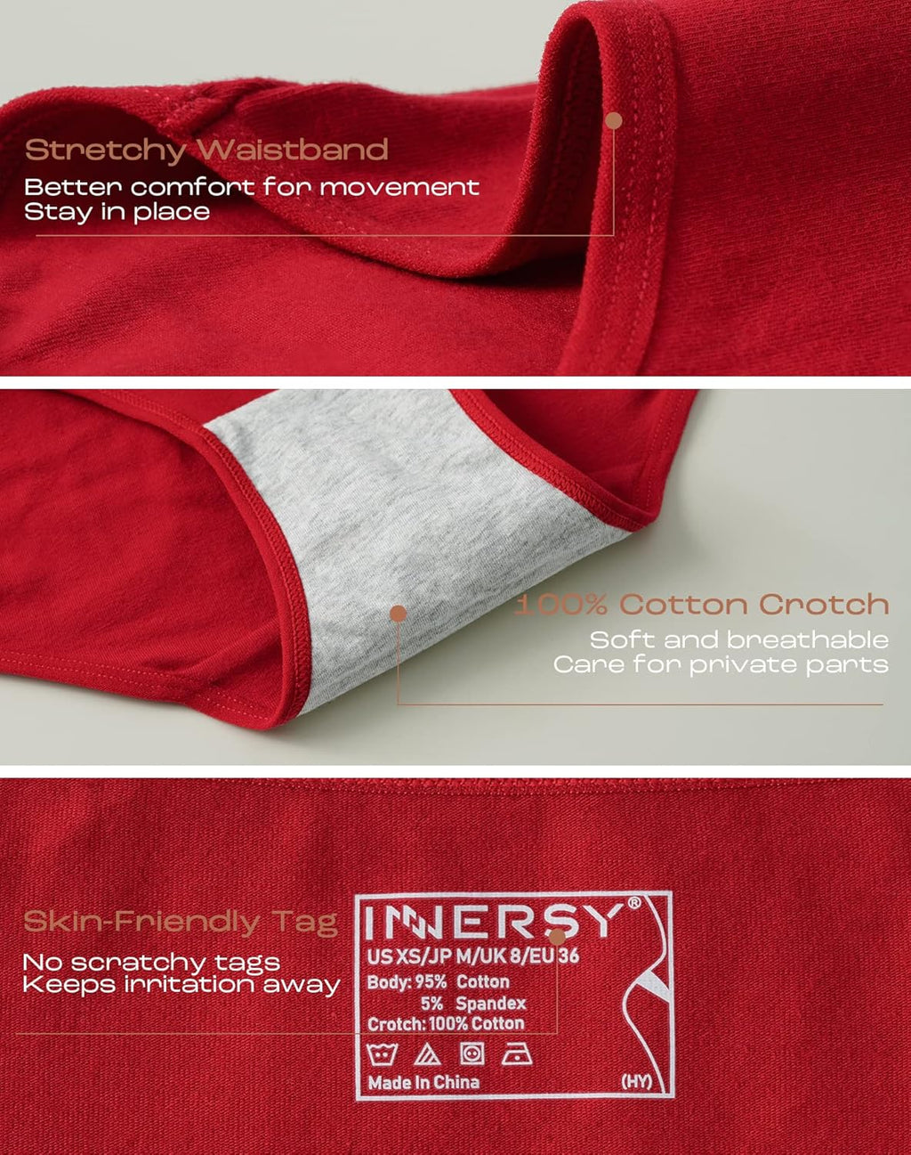 INNERSY Womens Underwear Cotton Hipster Panties Regular & Plus Size 6-Pack