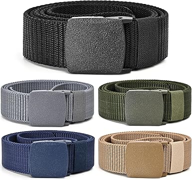 Tactical Men's Nylon Belts,5 Pack Mens Belts Casual，Military Canvas Outdoor Metal-free Belts