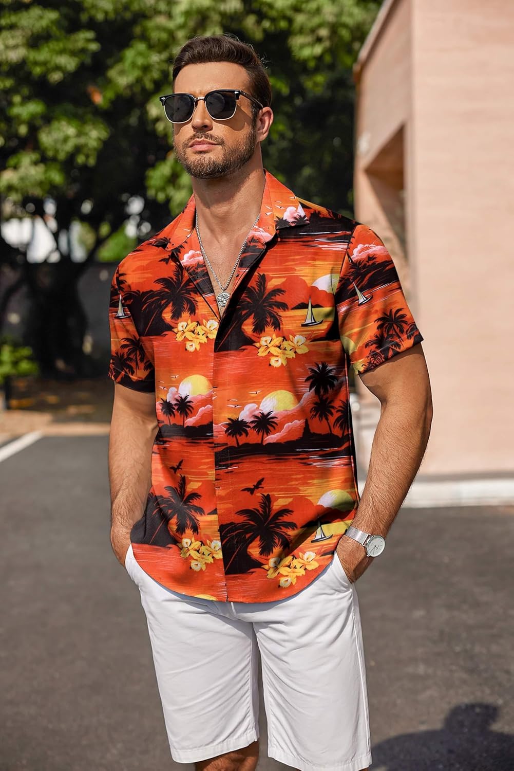 COOFANDY Men's Linen Shirts Short Sleeve Casual Shirts Button Down Shirt for Men Beach Summer Wedding Shirt