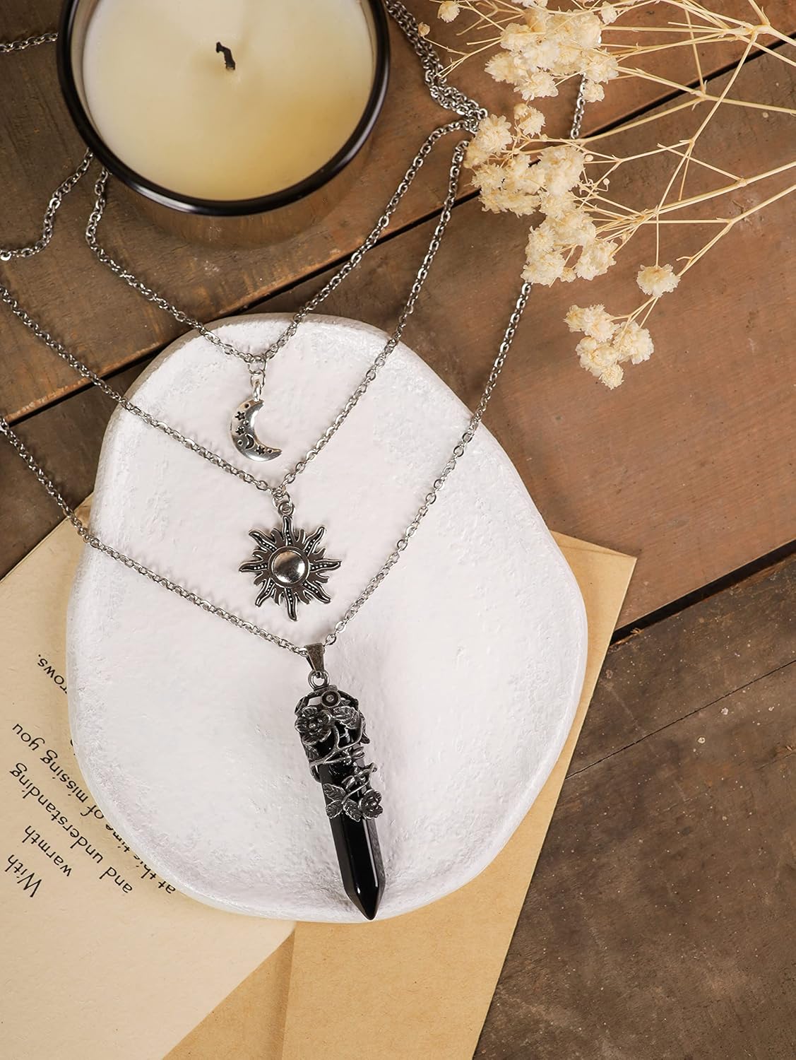 Sacina Gothic Emo Grunge Crescent Moon Choker, Moon Sun Star Choker Necklace, Goth Gothic Necklace, Halloween Christmas Jewelry Gift for Women