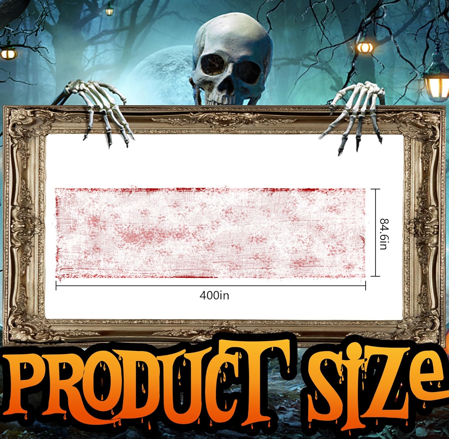 197" x 85" Halloween Creepy Cloth - Halloween Spooky Fabric Cloth - Scary Gauze Blood Creepy Cloth for Haunted House Halloween Party Yard Wall Doorway Outdoors Decoration